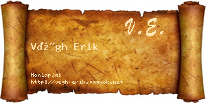 Végh Erik névjegykártya